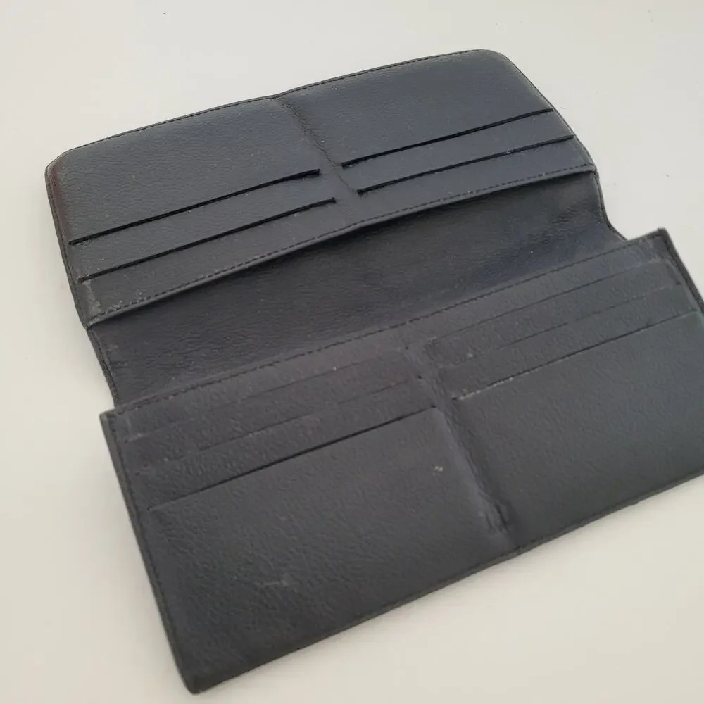 Dunhill Designer Bill Card Holder Wallet Black Bifold Textured Leather Folding